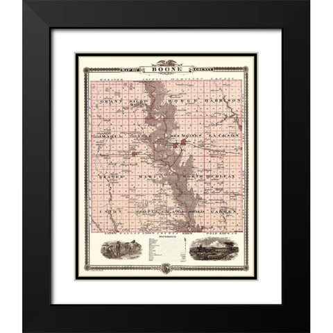 Boone Iowa Landowner - Andreas 1874 Black Modern Wood Framed Art Print with Double Matting by Andreas