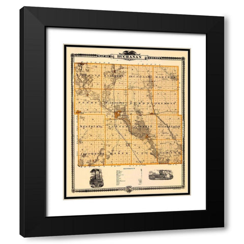 Buchanan Iowa Landowner - Andreas 1874 Black Modern Wood Framed Art Print with Double Matting by Andreas
