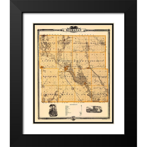 Buchanan Iowa Landowner - Andreas 1874 Black Modern Wood Framed Art Print with Double Matting by Andreas