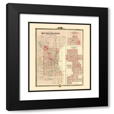 Burlington, Greenfield, Fontanelle, Stuart Iowa Black Modern Wood Framed Art Print with Double Matting by Andreas