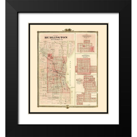 Burlington, Greenfield, Fontanelle, Stuart Iowa Black Modern Wood Framed Art Print with Double Matting by Andreas