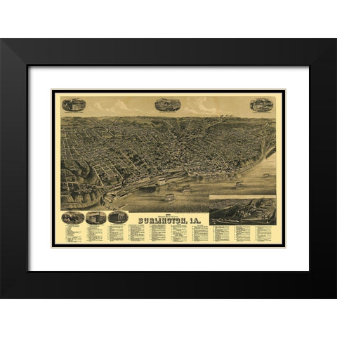 Burlington Iowa - Wellge 1889 Black Modern Wood Framed Art Print with Double Matting by Wellge