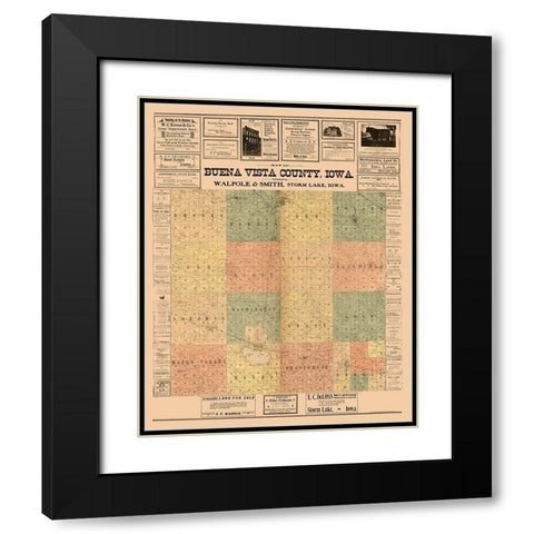 Buena Vista County Iowa - Hixson 1901  Black Modern Wood Framed Art Print with Double Matting by Hixson