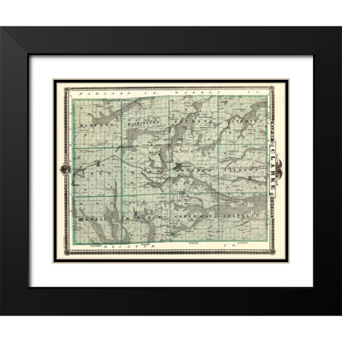 Clarke Iowa Landowner - Andreas 1874 Black Modern Wood Framed Art Print with Double Matting by Andreas