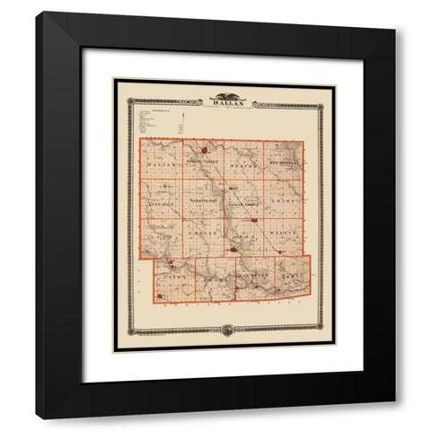Dallas Iowa Landowner - Mills 1875 Black Modern Wood Framed Art Print with Double Matting by Mills