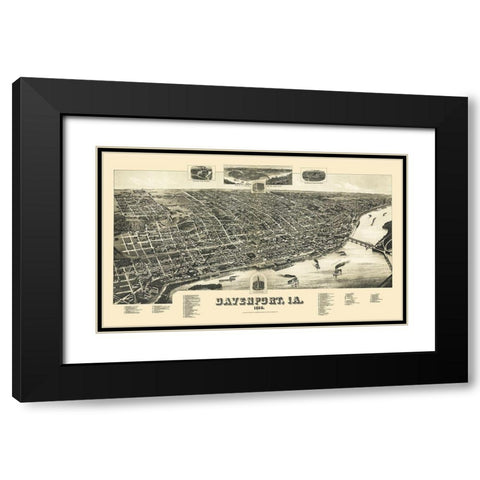 Davenport Iowa - Wellge 1888 Black Modern Wood Framed Art Print with Double Matting by Wellge