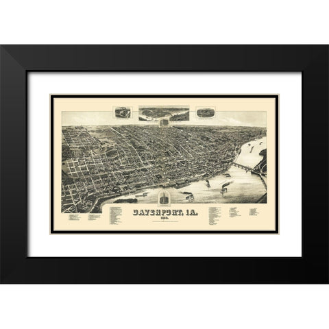 Davenport Iowa - Wellge 1888 Black Modern Wood Framed Art Print with Double Matting by Wellge
