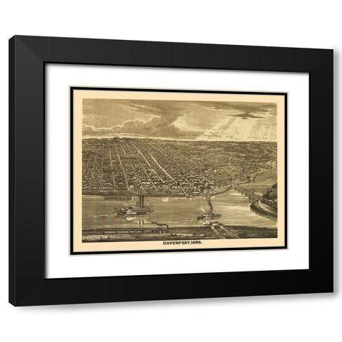 Davenport Iowa - Andreas 1875 Black Modern Wood Framed Art Print with Double Matting by Andreas