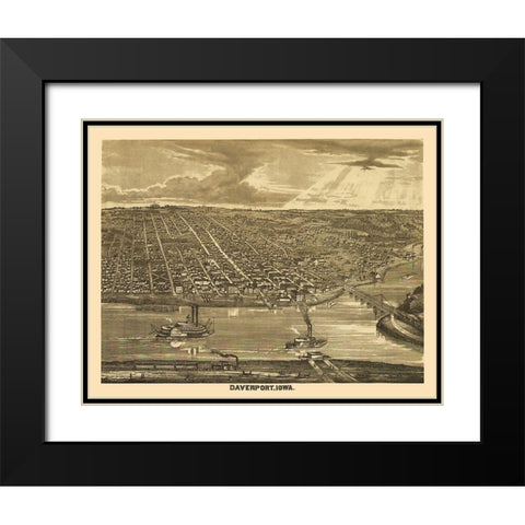 Davenport Iowa - Andreas 1875 Black Modern Wood Framed Art Print with Double Matting by Andreas