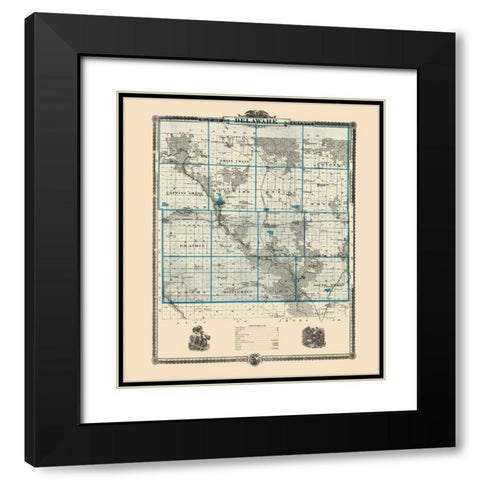 Delaware Iowa Landowner - Andreas 1874 Black Modern Wood Framed Art Print with Double Matting by Andreas