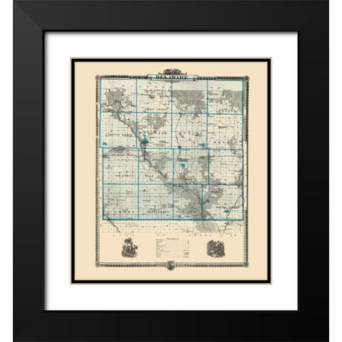 Delaware Iowa Landowner - Andreas 1874 Black Modern Wood Framed Art Print with Double Matting by Andreas