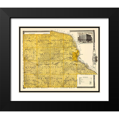 Dubuque Iowa Landowner - Andreas 1874 Black Modern Wood Framed Art Print with Double Matting by Andreas