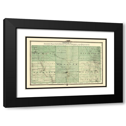Palo Alto Iowa Landowner - Andreas 1874 Black Modern Wood Framed Art Print with Double Matting by Andreas