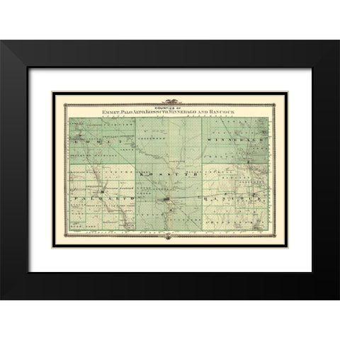 Palo Alto Iowa Landowner - Andreas 1874 Black Modern Wood Framed Art Print with Double Matting by Andreas