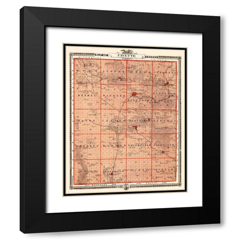 Fayette Iowa Landowner - Andreas 1874 Black Modern Wood Framed Art Print with Double Matting by Andreas