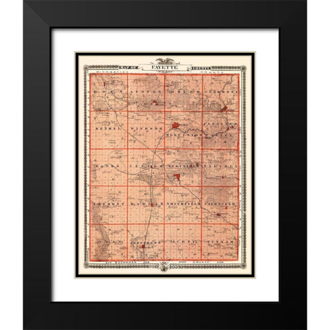 Fayette Iowa Landowner - Andreas 1874 Black Modern Wood Framed Art Print with Double Matting by Andreas