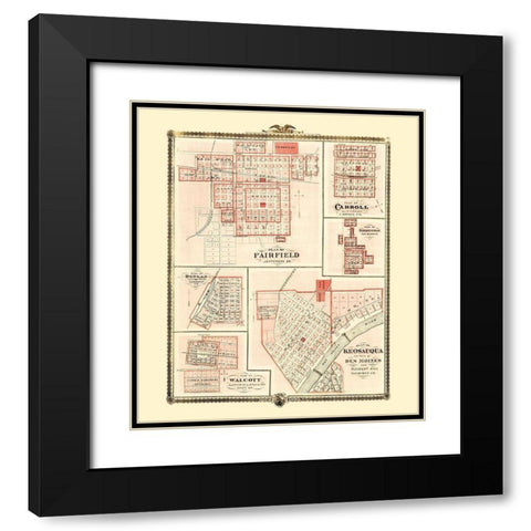 Fairfield, Carroll, Birmingham, Walcott, Keosauqua Black Modern Wood Framed Art Print with Double Matting by Andreas