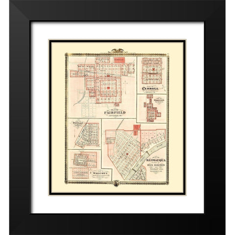 Fairfield, Carroll, Birmingham, Walcott, Keosauqua Black Modern Wood Framed Art Print with Double Matting by Andreas