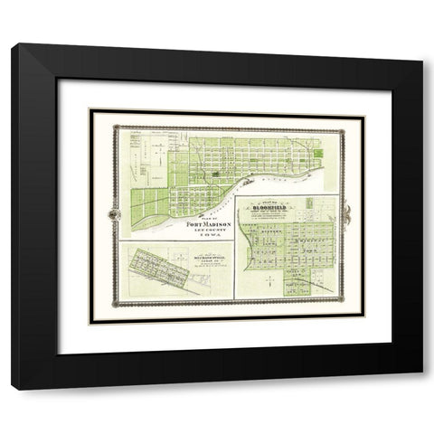 Fort Madison, Mechanicsville, Bloomfield Iowa Black Modern Wood Framed Art Print with Double Matting by Andreas