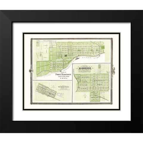 Fort Madison, Mechanicsville, Bloomfield Iowa Black Modern Wood Framed Art Print with Double Matting by Andreas