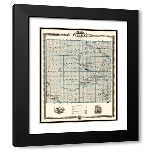 Franklin Iowa Landowner - Andreas 1874 Black Modern Wood Framed Art Print with Double Matting by Andreas