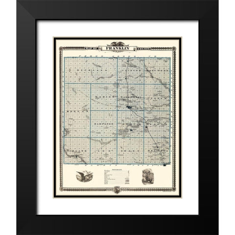 Franklin Iowa Landowner - Andreas 1874 Black Modern Wood Framed Art Print with Double Matting by Andreas