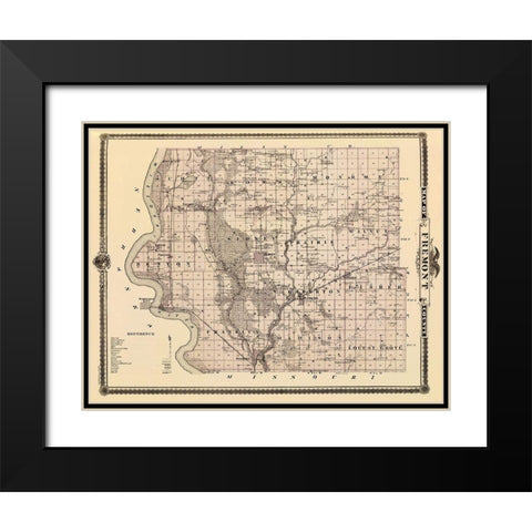 Fremont Iowa Landowner - Andreas 1875 Black Modern Wood Framed Art Print with Double Matting by Andreas