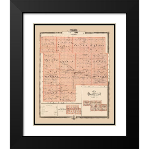 Grundy Iowa Landowner - Andreas 1874 Black Modern Wood Framed Art Print with Double Matting by Andreas