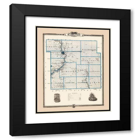 Hamilton Iowa Landowner - Andreas 1874 Black Modern Wood Framed Art Print with Double Matting by Andreas