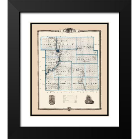 Hamilton Iowa Landowner - Andreas 1874 Black Modern Wood Framed Art Print with Double Matting by Andreas