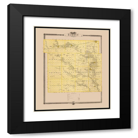 Hardin Iowa Landowner - Andreas 1874 Black Modern Wood Framed Art Print with Double Matting by Andreas