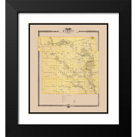Hardin Iowa Landowner - Andreas 1874 Black Modern Wood Framed Art Print with Double Matting by Andreas
