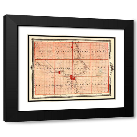 Humboldt Iowa Landowner - Andreas 1874 Black Modern Wood Framed Art Print with Double Matting by Andreas
