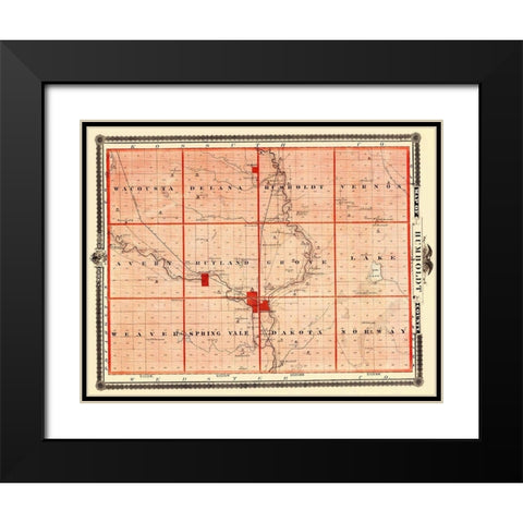 Humboldt Iowa Landowner - Andreas 1874 Black Modern Wood Framed Art Print with Double Matting by Andreas