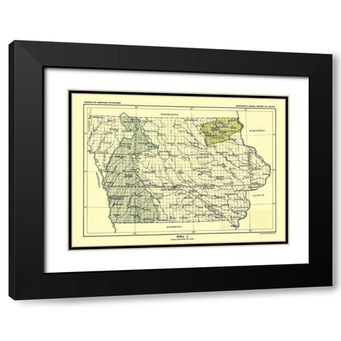 Iowa - Hoen 1896 Black Modern Wood Framed Art Print with Double Matting by Hoen
