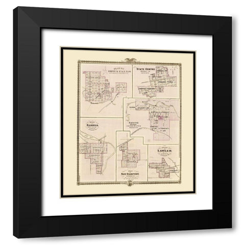 Iowa Falls, Nashua, Fayette, State Centre Iowa Black Modern Wood Framed Art Print with Double Matting by Andreas