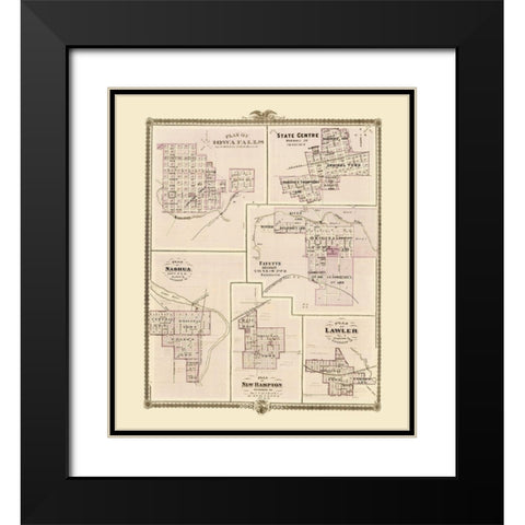 Iowa Falls, Nashua, Fayette, State Centre Iowa Black Modern Wood Framed Art Print with Double Matting by Andreas
