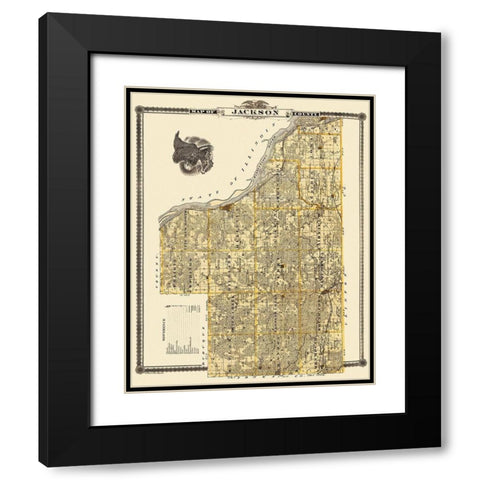 Jackson Iowa Landowner - Shober 1875 Black Modern Wood Framed Art Print with Double Matting by Shober