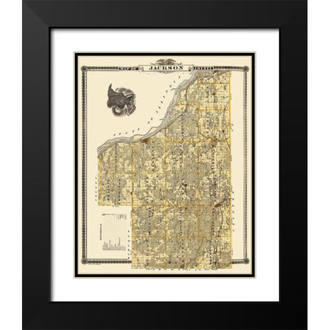 Jackson Iowa Landowner - Shober 1875 Black Modern Wood Framed Art Print with Double Matting by Shober