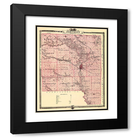 Johnson Iowa Landowner - Andreas 1874 Black Modern Wood Framed Art Print with Double Matting by Andreas