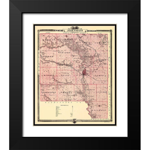 Johnson Iowa Landowner - Andreas 1874 Black Modern Wood Framed Art Print with Double Matting by Andreas