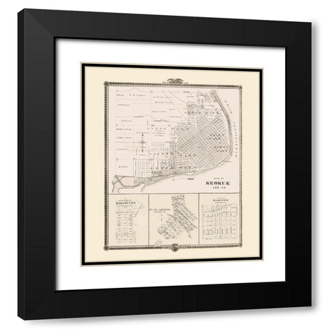 Keokuk, Forest City, Greene, Garner Iowa Black Modern Wood Framed Art Print with Double Matting by Andreas