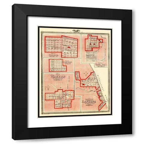 Lansing, Waukon, Cresco, Mason, Butler Iowa Black Modern Wood Framed Art Print with Double Matting by Andreas
