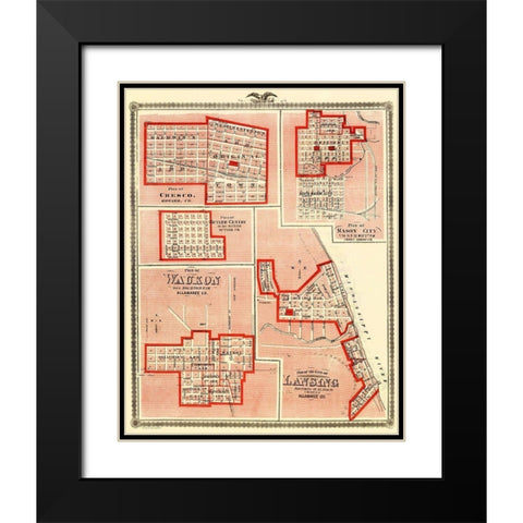Lansing, Waukon, Cresco, Mason, Butler Iowa Black Modern Wood Framed Art Print with Double Matting by Andreas