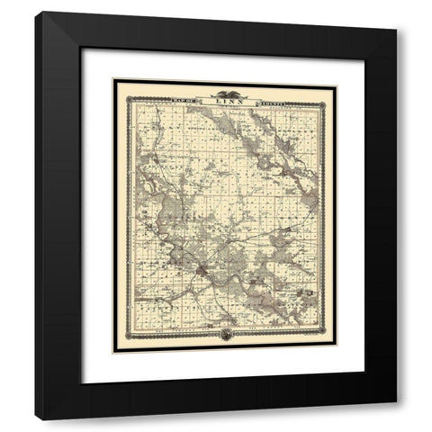 Linn  Mt Vernon Iowa Landowner - Shober 1875 Black Modern Wood Framed Art Print with Double Matting by Shober