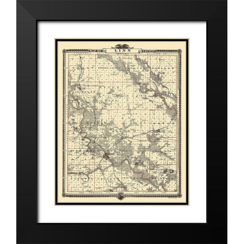 Linn  Mt Vernon Iowa Landowner - Shober 1875 Black Modern Wood Framed Art Print with Double Matting by Shober