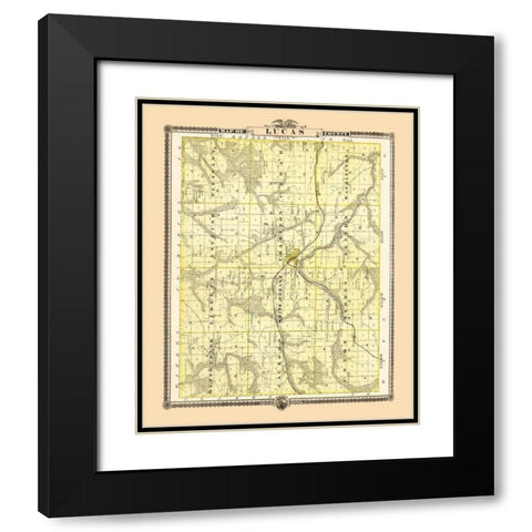 Lucas Iowa Landowner - Andreas 1874 Black Modern Wood Framed Art Print with Double Matting by Andreas