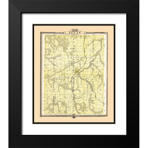 Lucas Iowa Landowner - Andreas 1874 Black Modern Wood Framed Art Print with Double Matting by Andreas