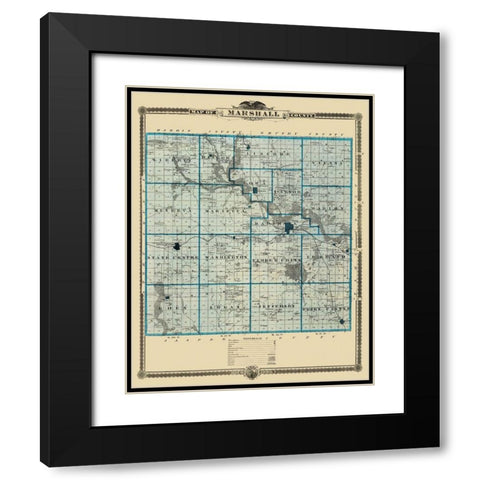 Marshall Iowa Landowner - Shober 1875 Black Modern Wood Framed Art Print with Double Matting by Shober