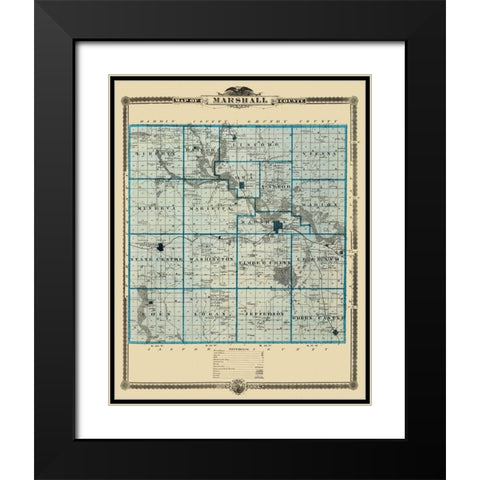 Marshall Iowa Landowner - Shober 1875 Black Modern Wood Framed Art Print with Double Matting by Shober